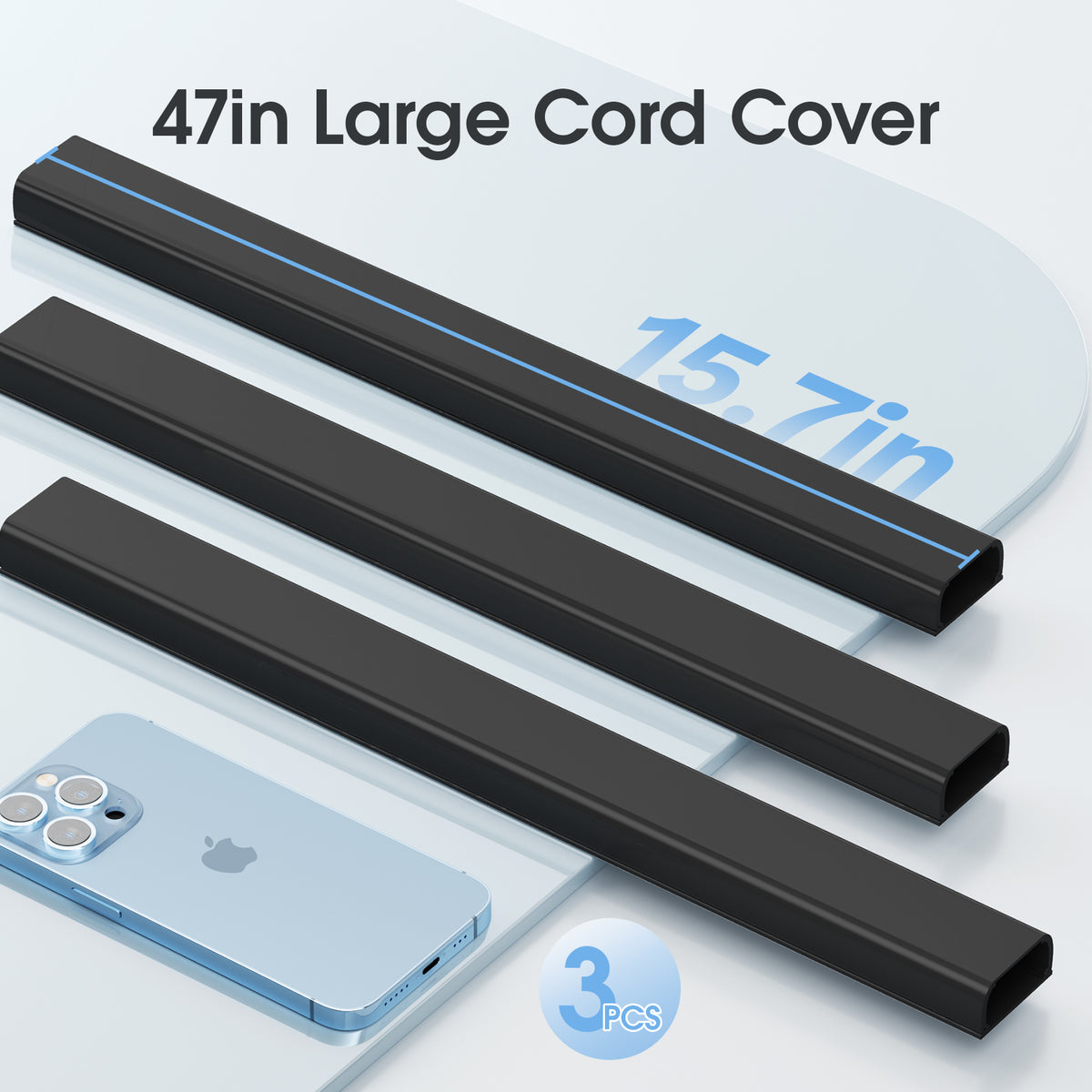 LazySpin 47.3" Cord Cover, Extra Large Cable Hider for Wall Mount TV 2.36"Wx0.79"H