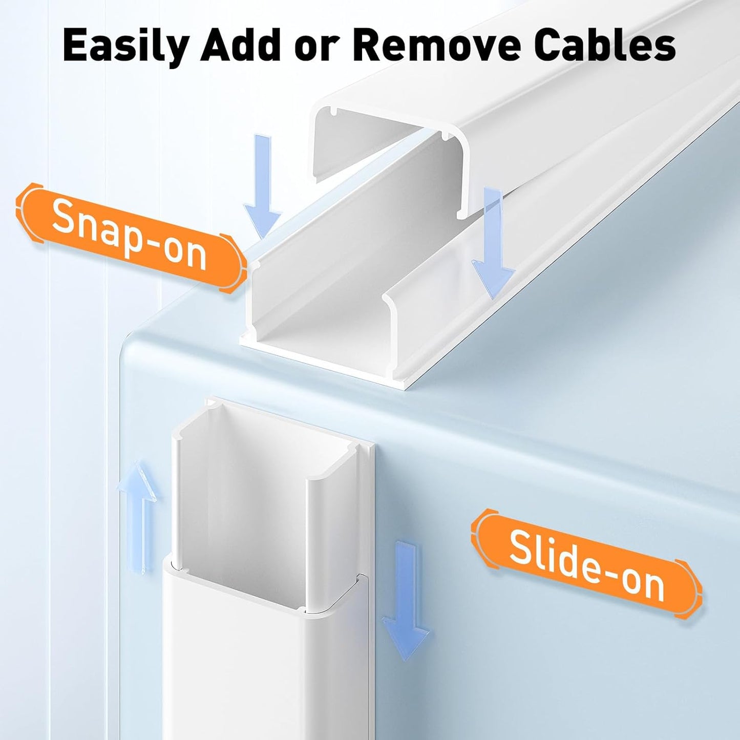 LazySpin Cord Covers for 3-4 Wires on Wall, 56.7in Cord Hider