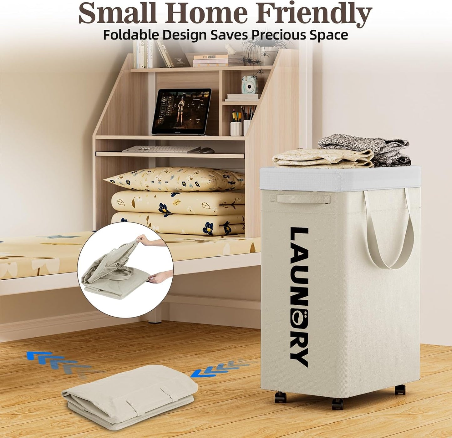 LazySpin 75L Rolling Collapsible Laundry Baskets