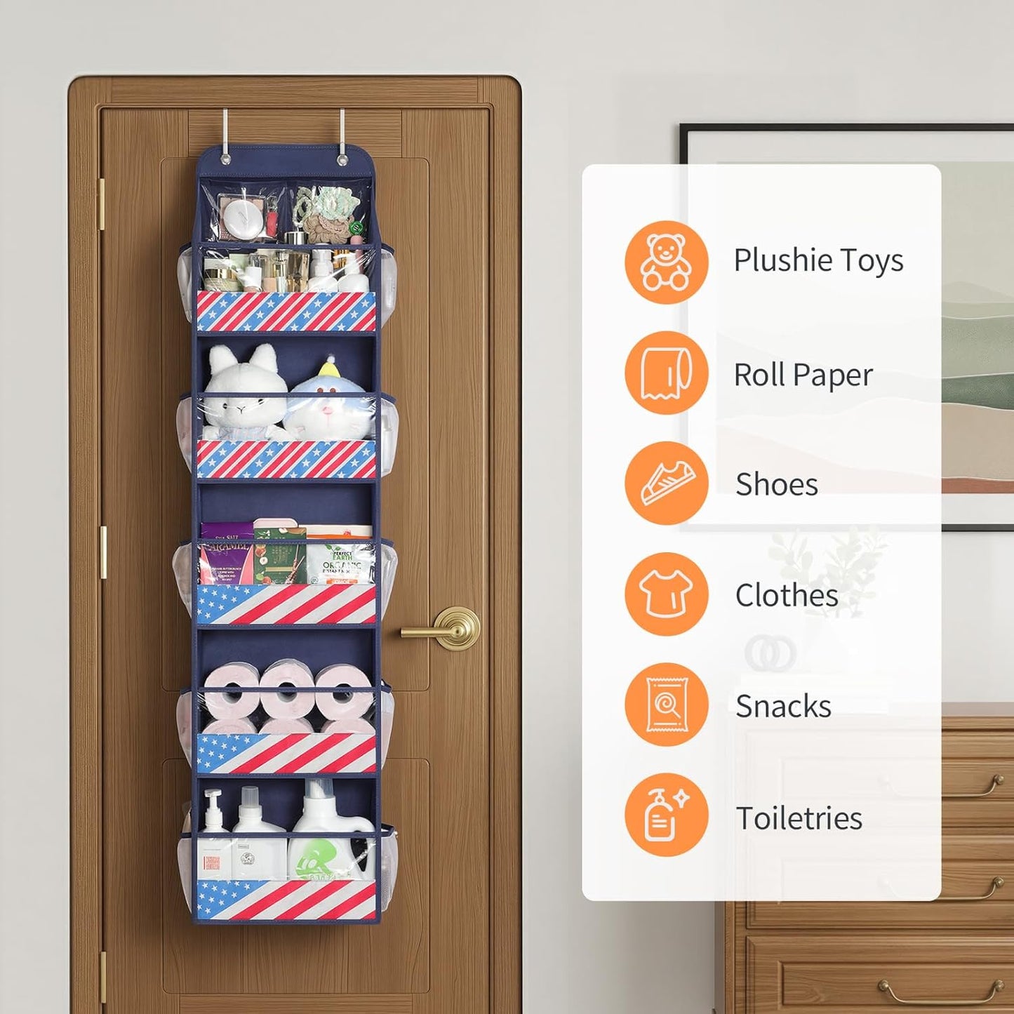 LazySpin Over the Door Organizer, Hanging Storage with Clear PVC Windows