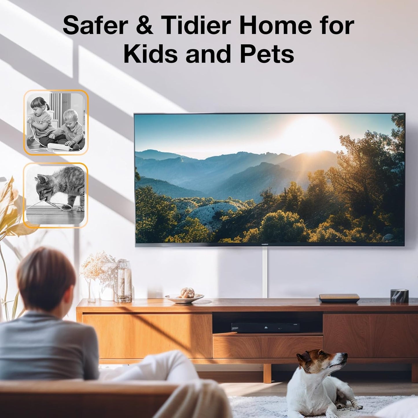 157in Large Cord Hider Wall, LazySpin Cord Covers 10 X L15.7 W1.18 H0.6in, White