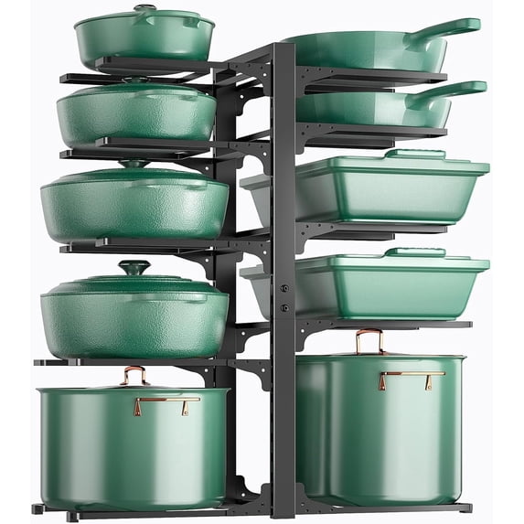 Delamu 10-Tier Pots and Pans Organizer, Kitchen Organizers and Storage under Cabinet, 23.62" Heavy Duty Pots and Pan Storage Rack inside Cabinet