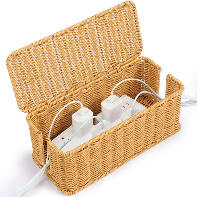 13" X 5.5" X 5.5" Cable Management Box, Delamu Cord Storage Organizer, Cord Hider for Desk