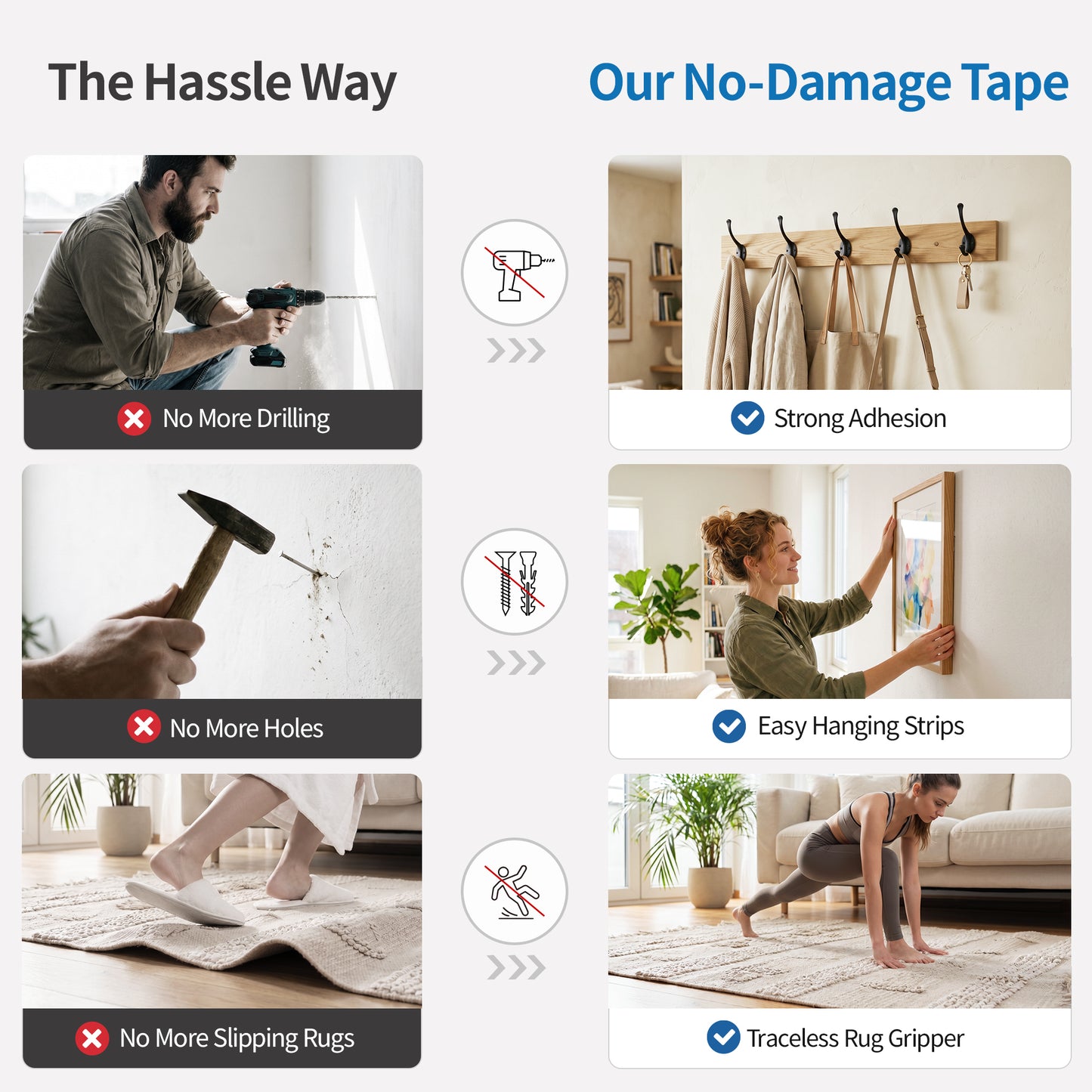 Delamu Double Sided Tape Heavy Duty, Clear Nano Mounting Tape, 1.18 in W x 0.04 in Th, 4 Rolls, 65.6ft Total