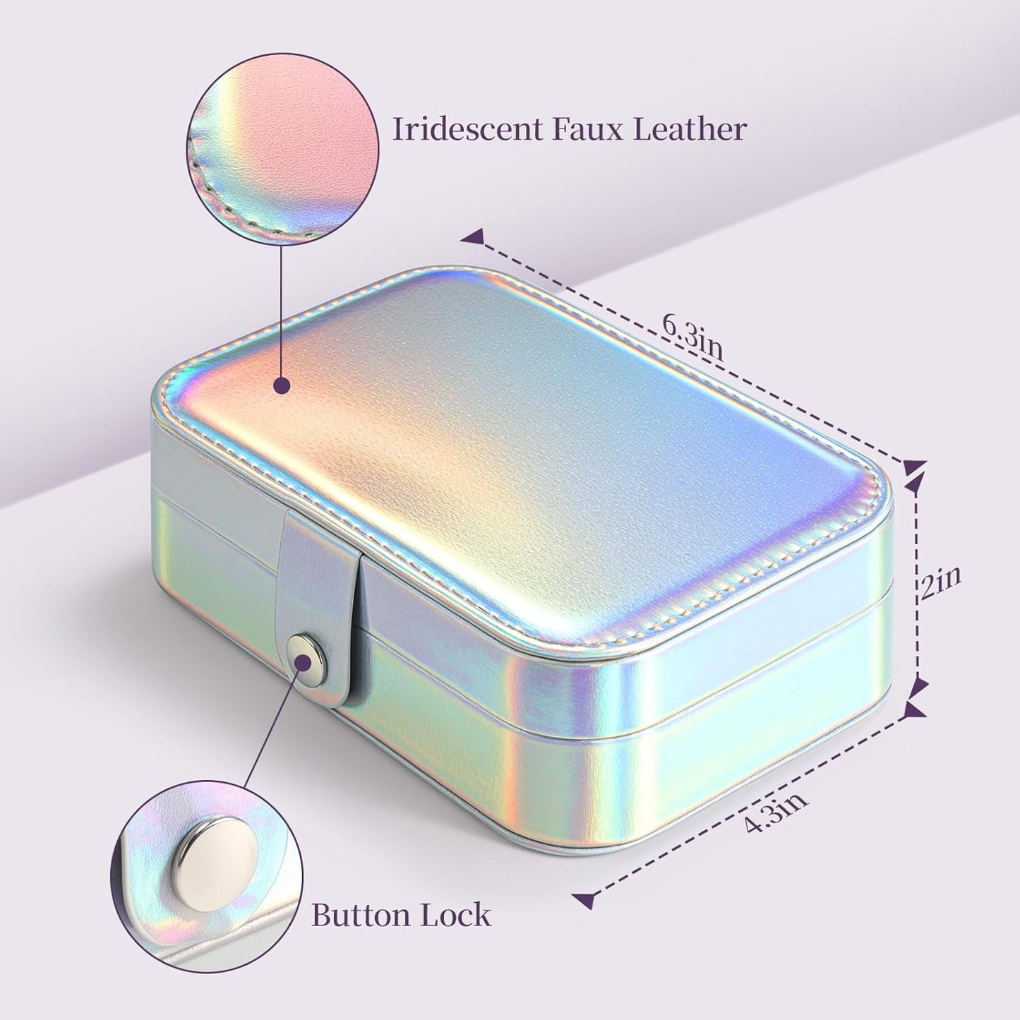 Delamu Portable Jewelry Box with Snap Lock Double-Layered Organizer for Women Girls PU Leather Travel Display Case for Earrings Rings Necklaces