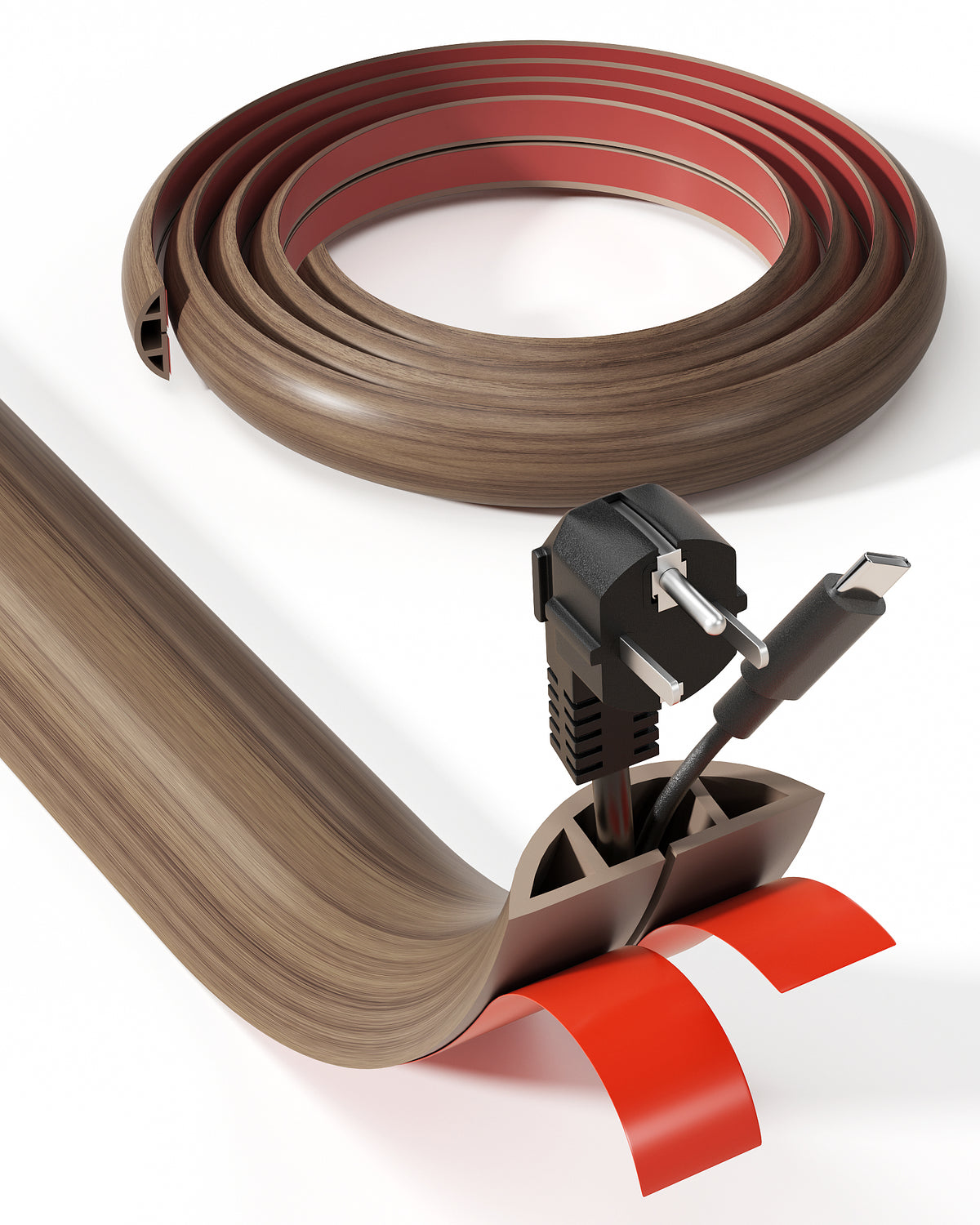 LazySpin 5ft Cover Cover for Floor, Large 1.97"W Floor Cable Protector Wood Grain Self-Adhesive