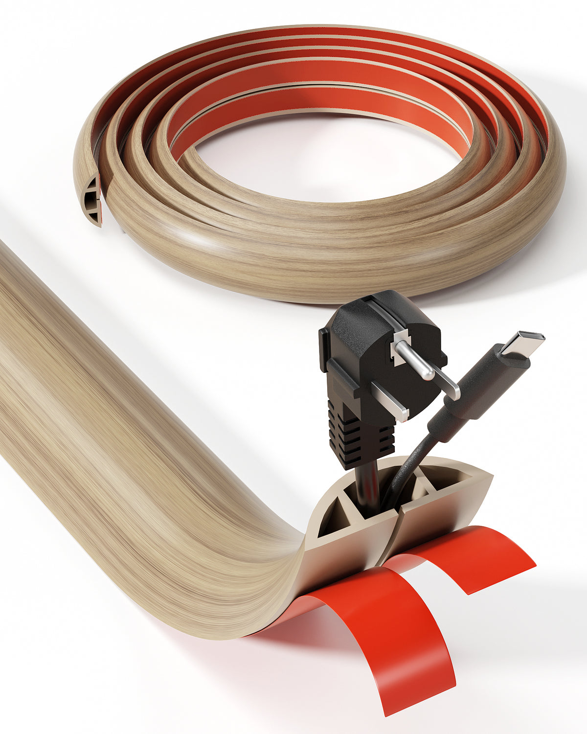 LazySpin 5ft Cover Cover for Floor, Large 1.97"W Floor Cable Protector Wood Grain Self-Adhesive
