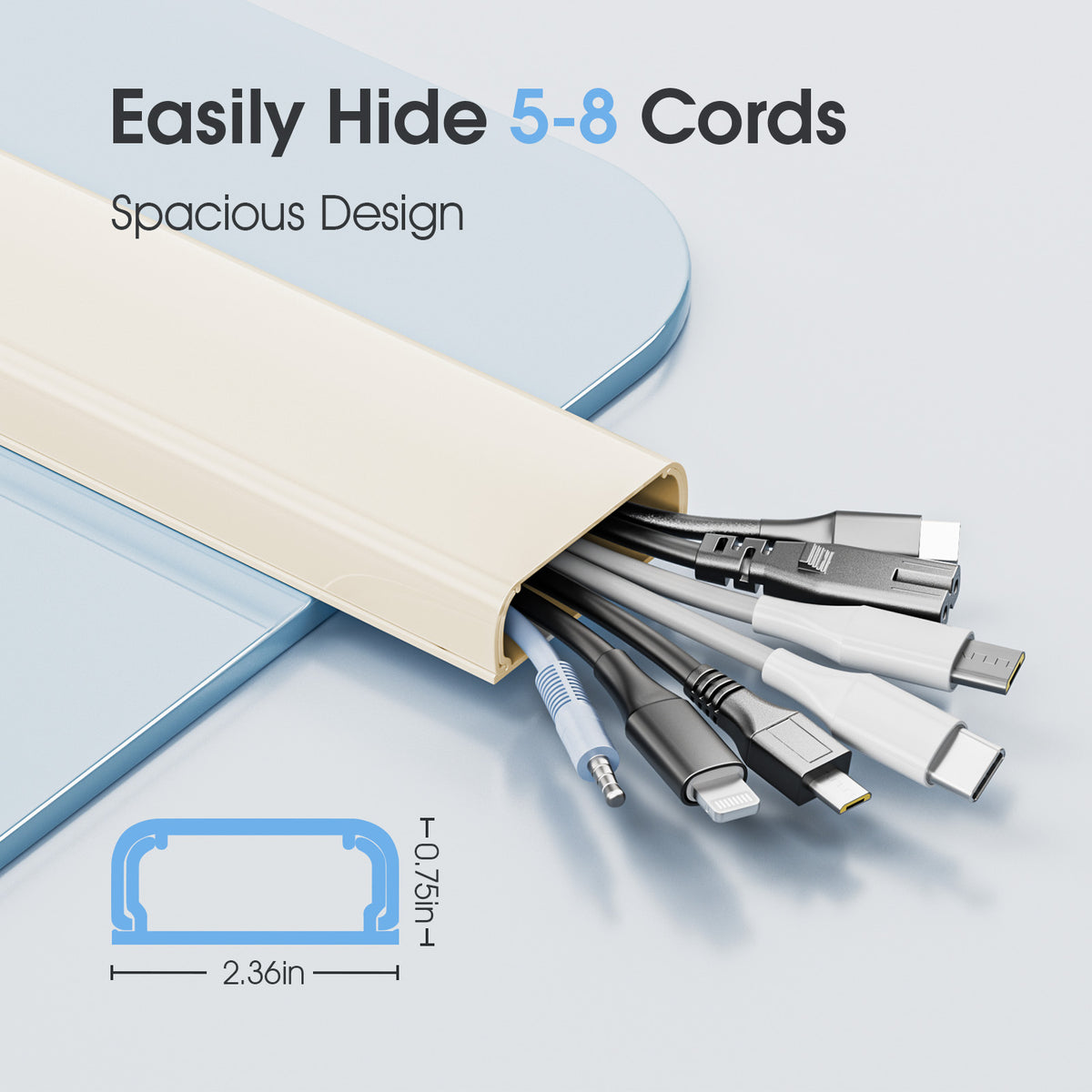LazySpin 47.3" Cord Cover, Extra Large Cable Hider for Wall Mount TV 2.36"Wx0.79"H
