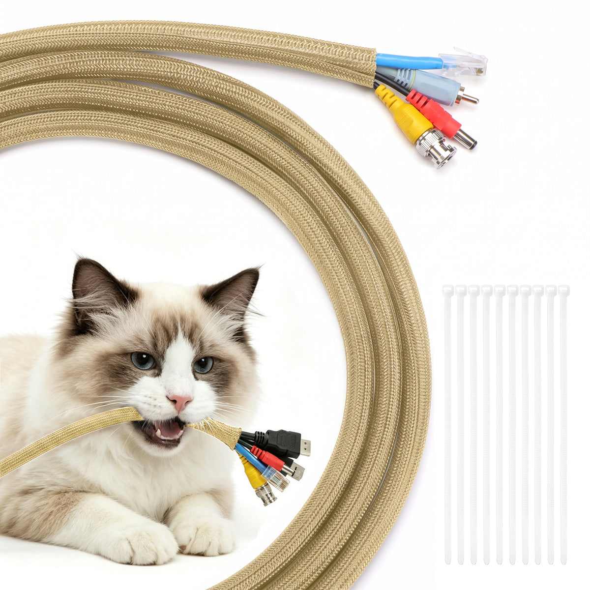 LazySpin 30ft - 1/2 inch Cord Protector Cable Sleeve Split Wire Loom Tubing for Power Cord