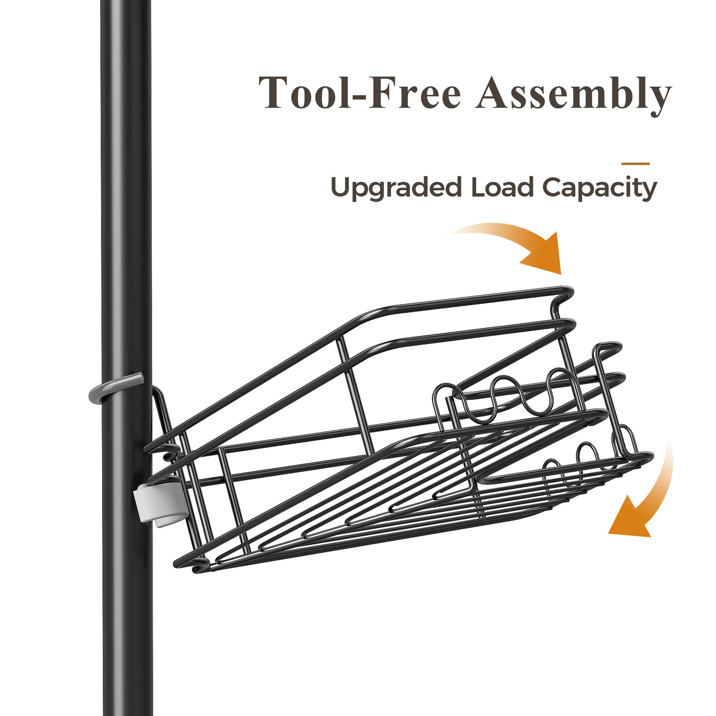 LazySpin 4-Tier Corner Shower Shelf, Freestanding Shower Caddy with Adjustable Baskets, Black
