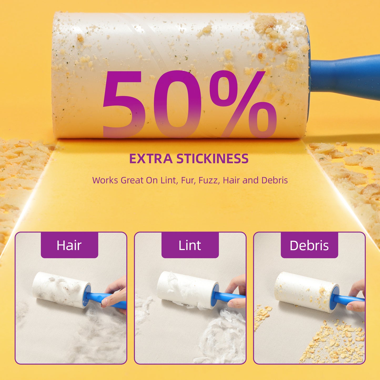 ORDORA Extra Sticky Lint Roller 6 Pack, 660 Sheets Total