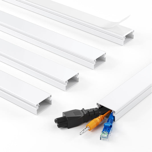 LazySpin Cord Hider for Wall Mounted TV, 70.8in Paintable Cable Cover, W0.94in H0.55in, White