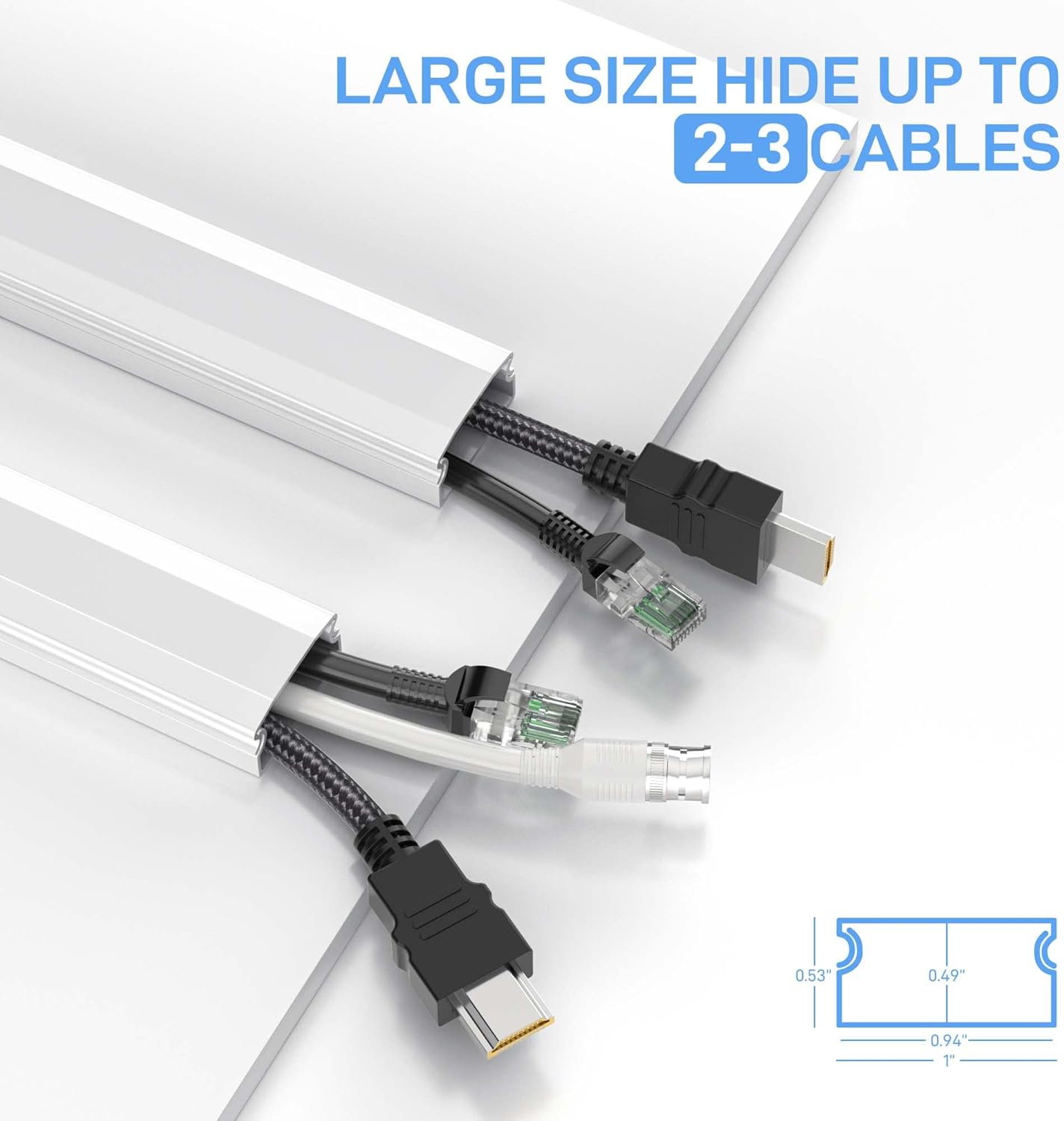 LazySpin 94.5in Cord Hider, Large Cord Covers for 2-3 Wires