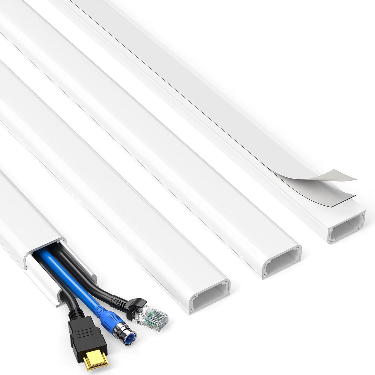 LazySpin 56.7 in Cable Cover Cord Concealer White, 4 Pack