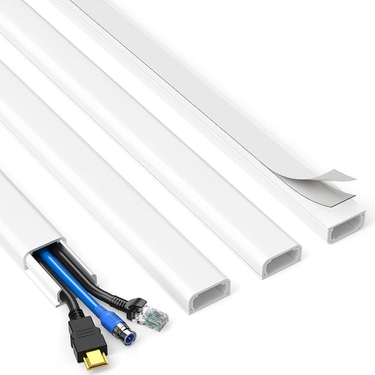 LazySpin 56.7 in Cable Cover Cord Concealer White, 4 Pack