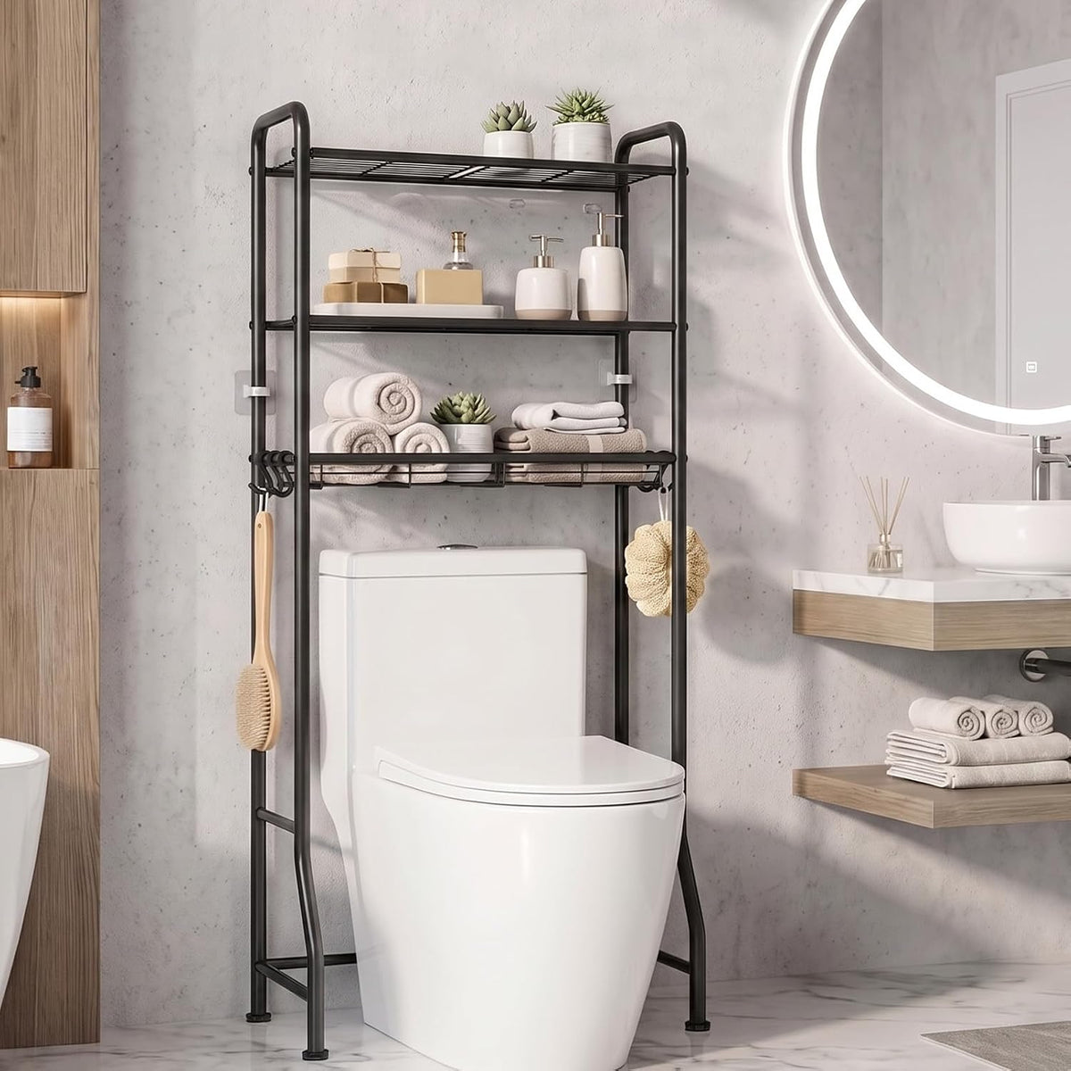 LazySpin Over The Toilet Storage Rack, Bathroom Organizer Shelf Above Toilet