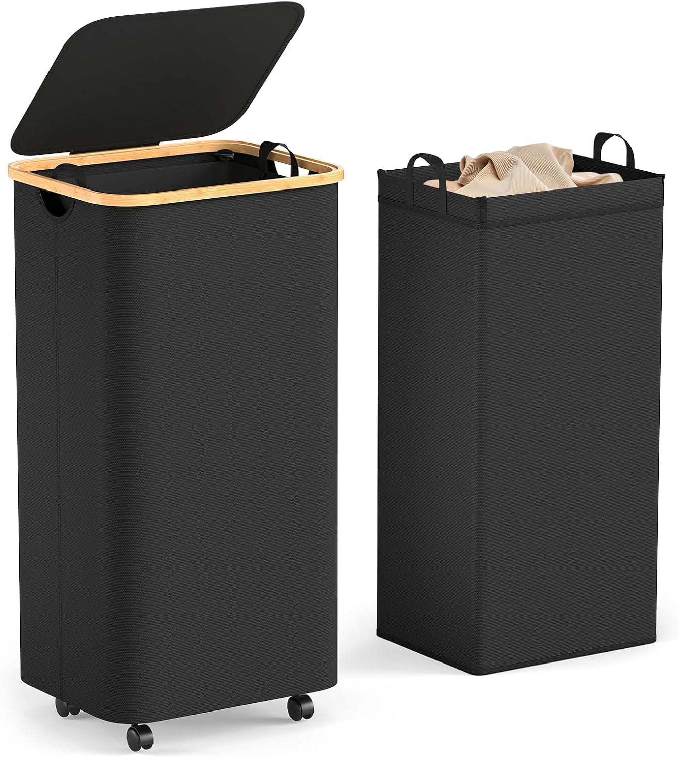 LazySpin 100L Large Capacity Laundry Hamper – Foldable Rolling Laundry Basket