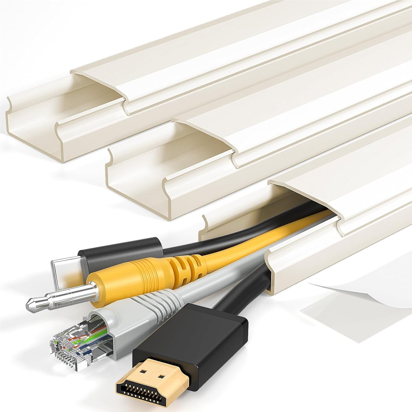 LazySpin 42.5In Large Cable Wires Cord Cover for Wall Mount TV PVC