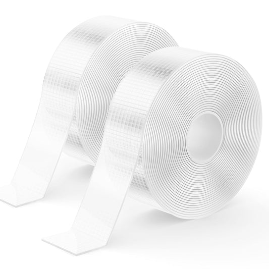 Delamu 32.8ft Double Sided Tape, Mesh-textured Two Sided Mounting Nano Tape Heavy Duty