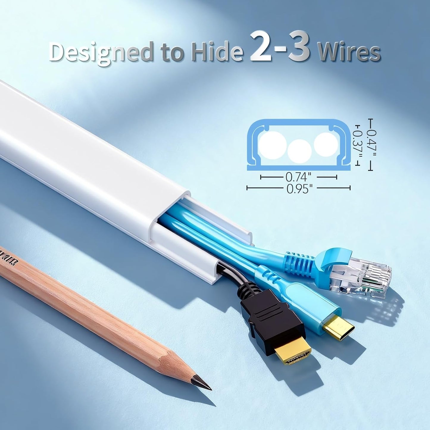 LazySpin Cord Hider, 142in Cable Cord Covers for 2-3 Wires on Wall, White