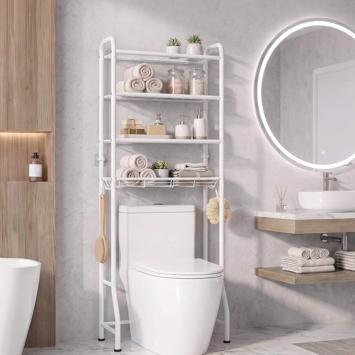 LazySpin Over The Toilet Storage Rack, Bathroom Organizer Shelf Above Toilet