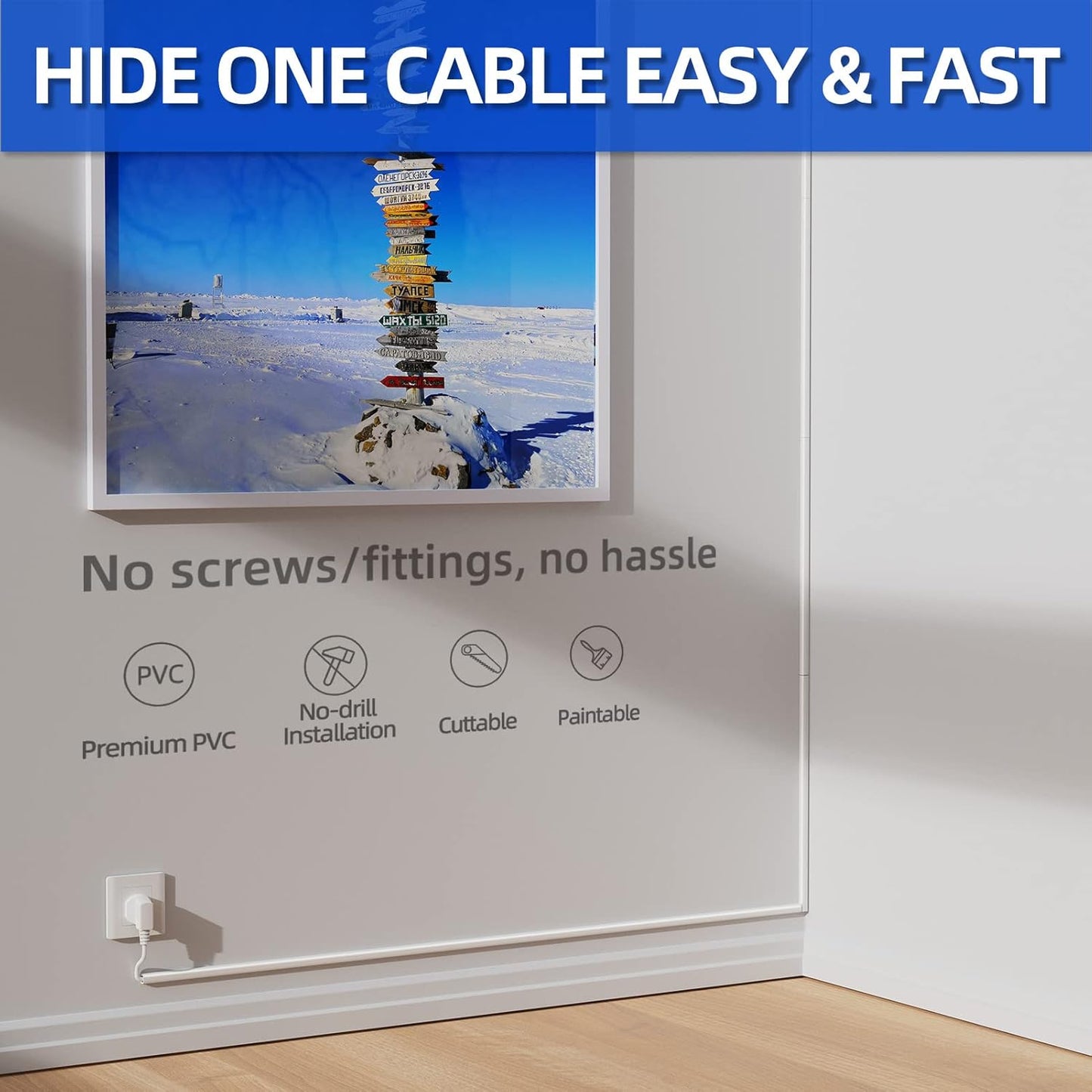 LazySpin 128in Cord Hider for 1 Cord, White