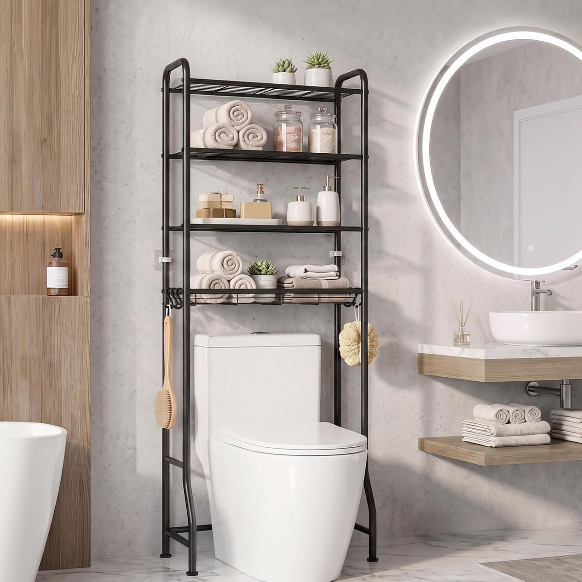 LazySpin Over The Toilet Storage Rack, Bathroom Organizer Shelf Above Toilet
