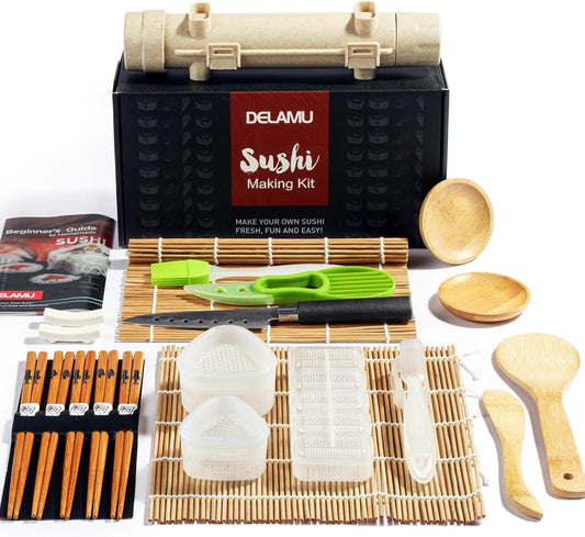 Sushi Making Kit, LazySpin Upgrade 22 in 1 Sushi Maker Kit with Bamboo Mats