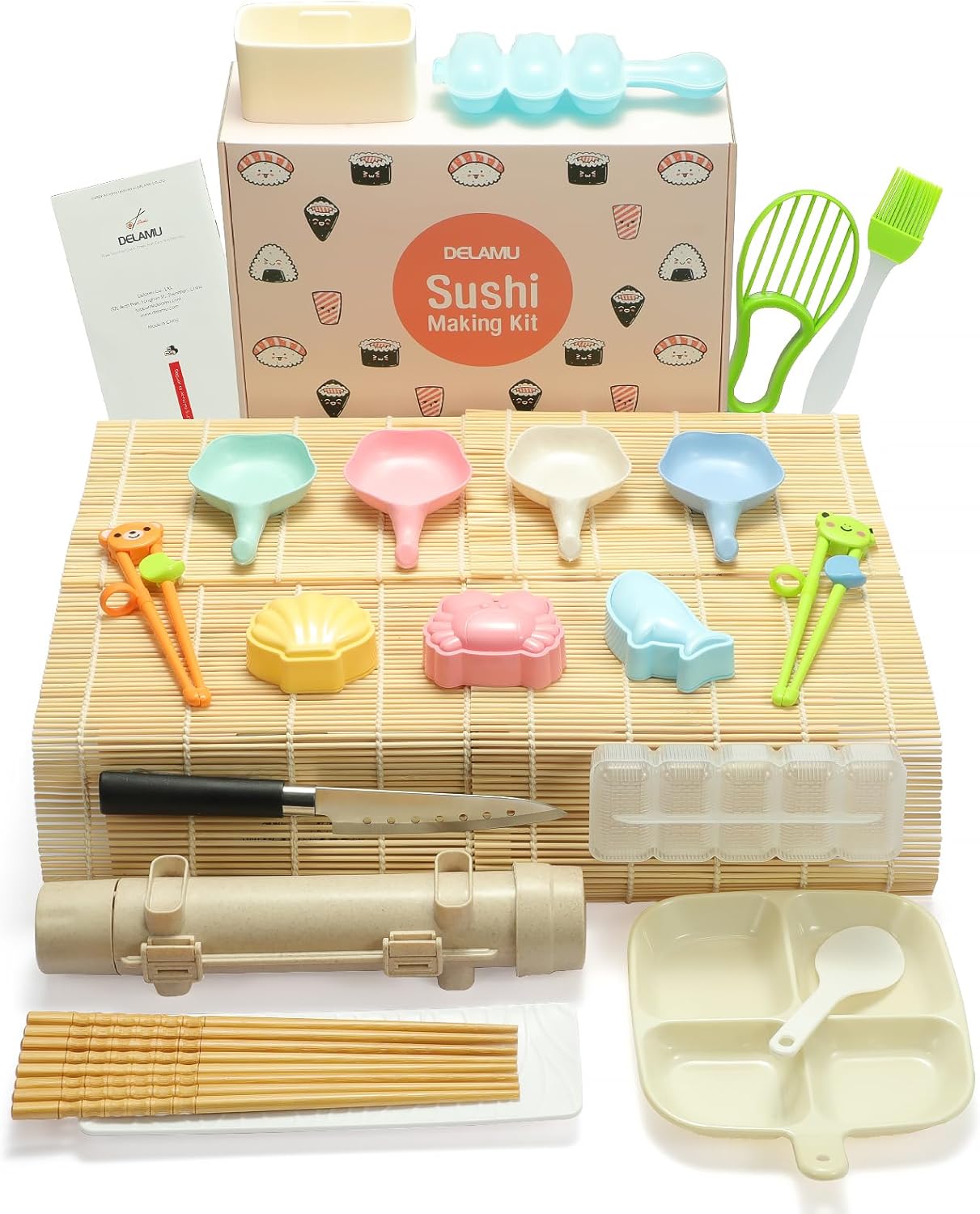 Delamu Sushi Making Kit,Upgrade Complete 27 Piece[Parent-Child] Sushi Maker Set