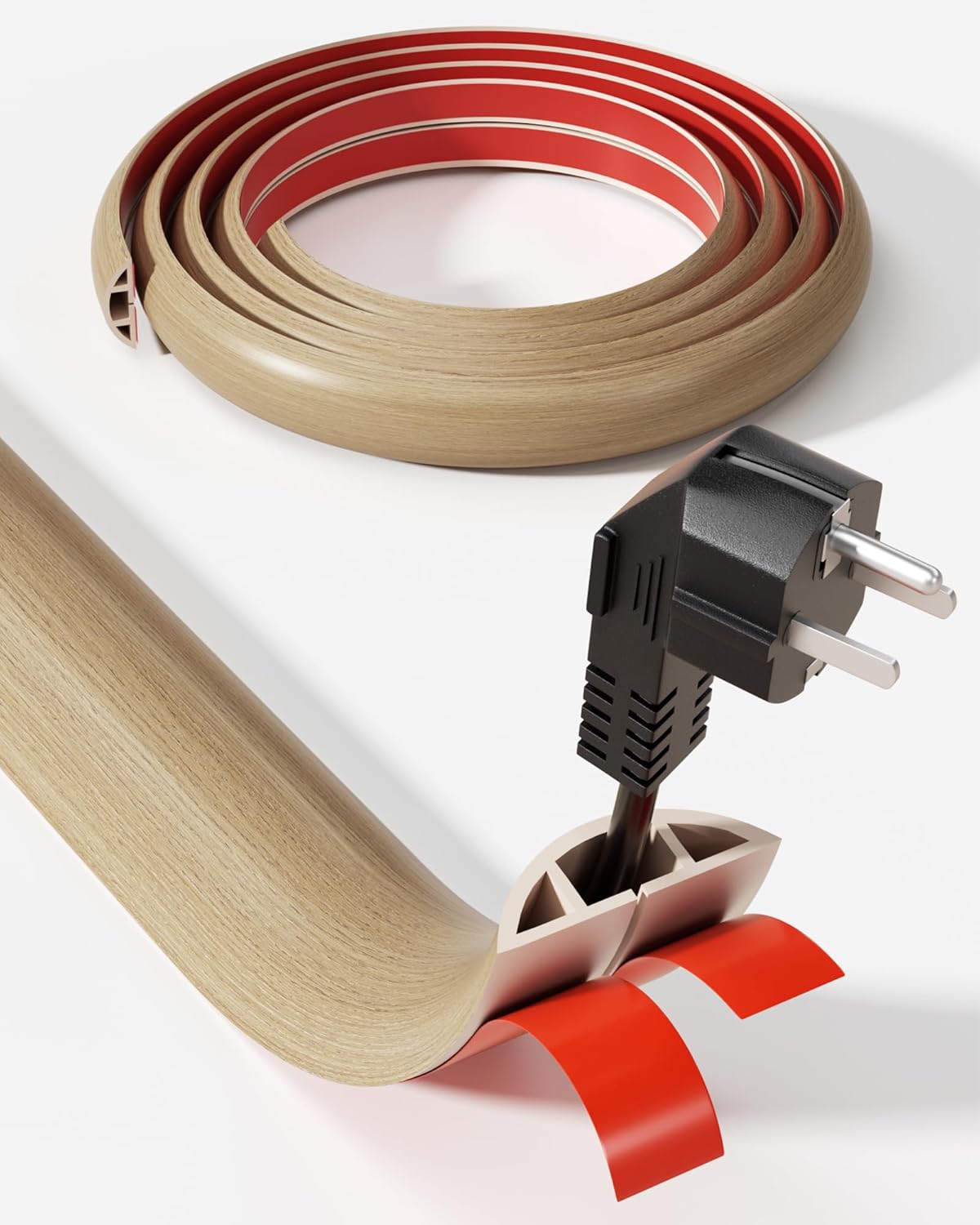 LazySpin 5ft Floor Cord Cover, Wood Grain Cord Covers Floor Cable Protector
