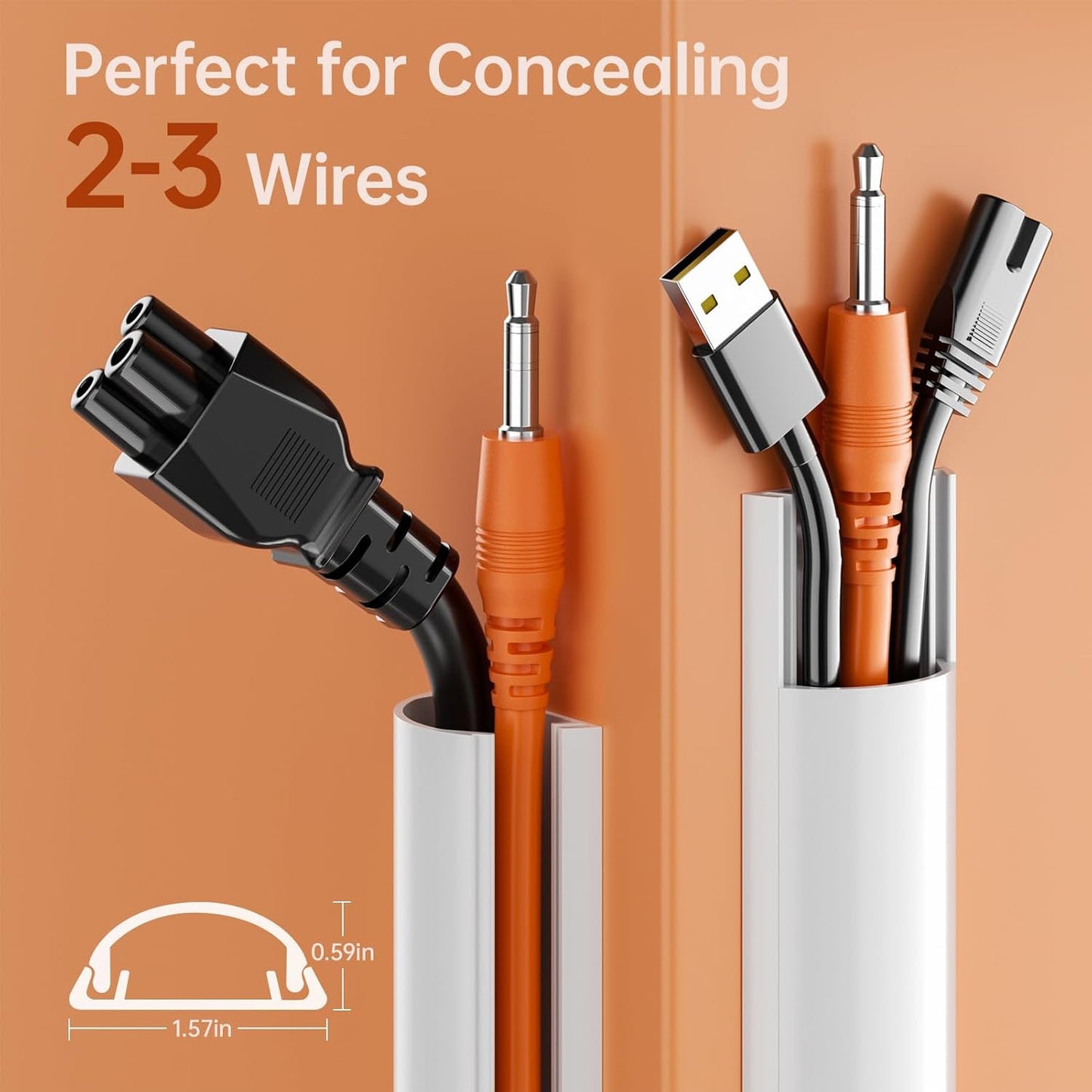 LazySpin Cord Hider, Cable Cord Cover for 2-3 Wires, 42.5"L x 1.57"W