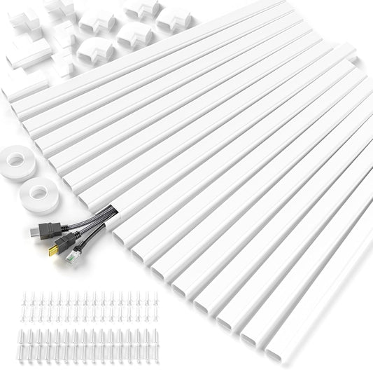 LazySpin 236in Cord Hider, Cord Covers for 2-3 Wires on Wall, White