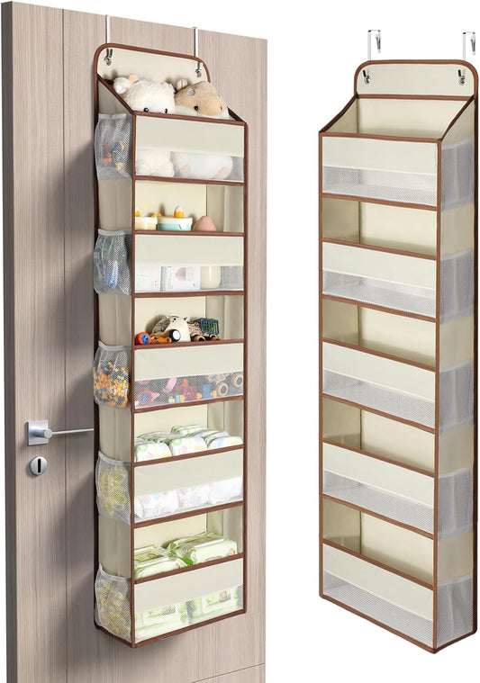 Yecaye 1 Pcck 5-Tier Over the Door Organizer with 15 Pockets, Beige