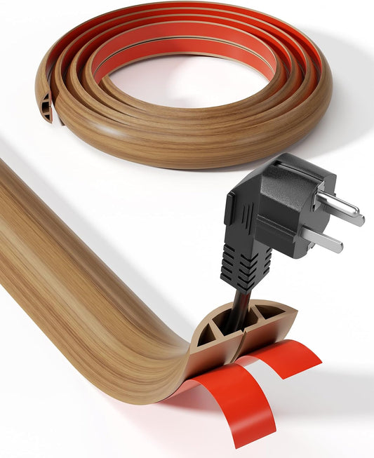 LazySpin 5ft Floor Cord Cover, Wood Grain Cord Covers Floor Cable Protector
