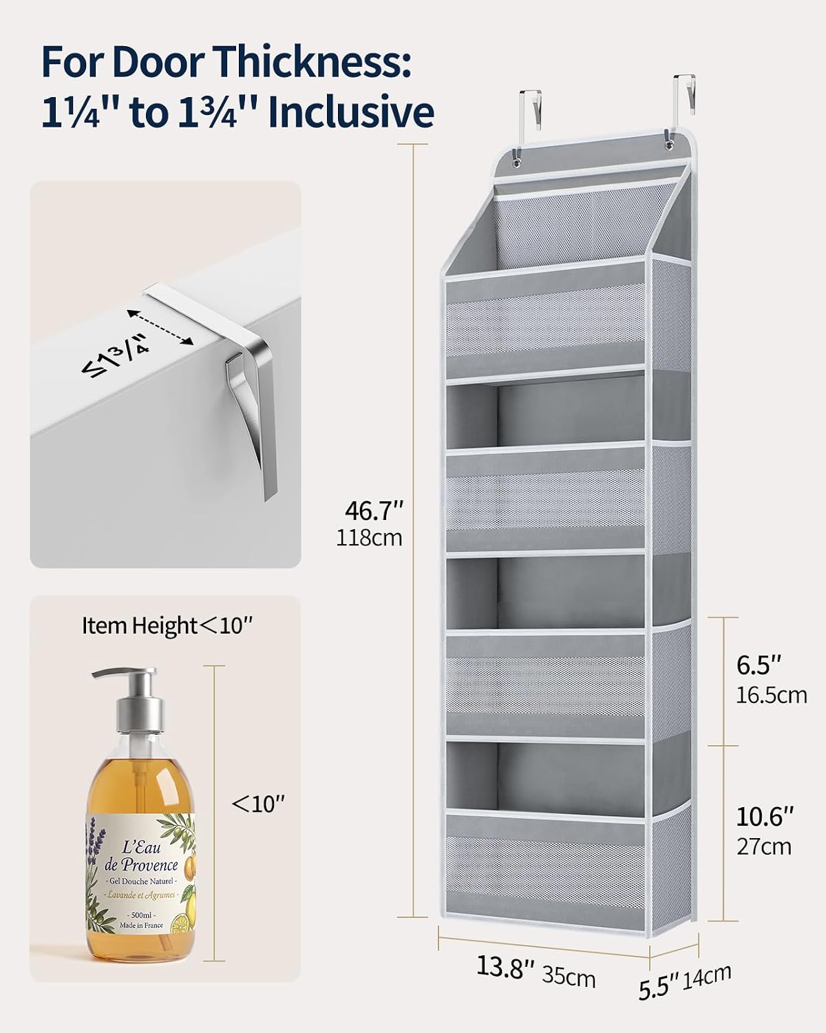 LazySpin Door Organizer Hanging, 4-Tier Behind The Door Storage