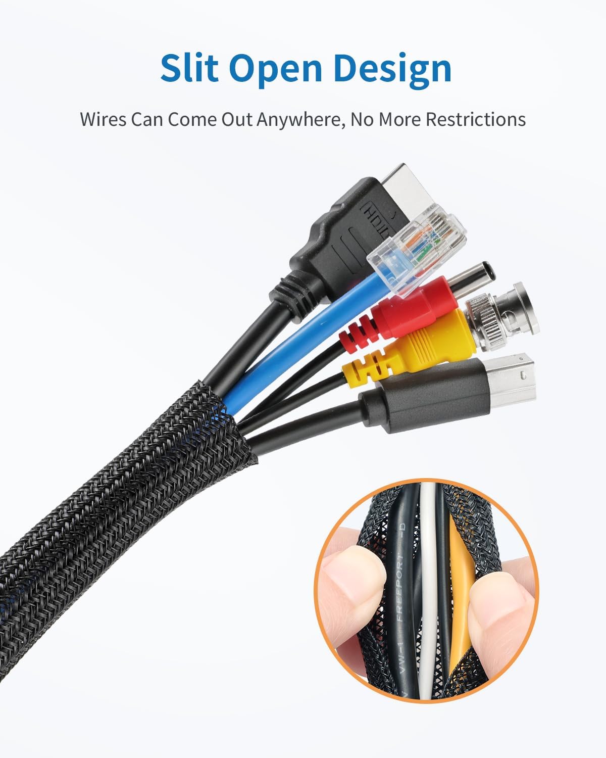 LazySpin 10ft Cord Protector Wire Loom Tubing Cable Sleeve