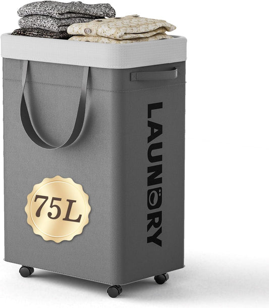 LazySpin 75L Rolling Collapsible Laundry Baskets