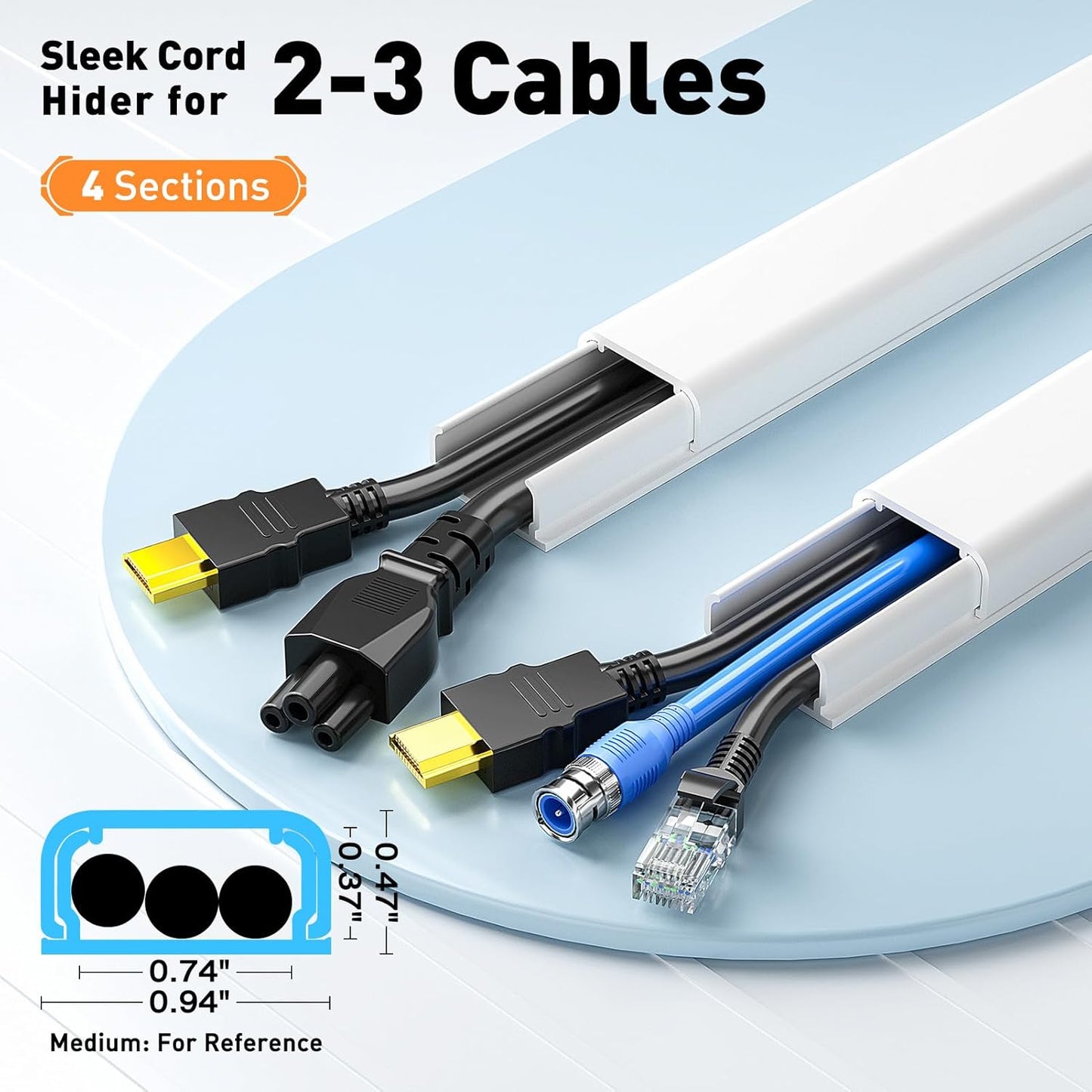 LazySpin 56.7 in Cable Cover Cord Concealer White, 4 Pack