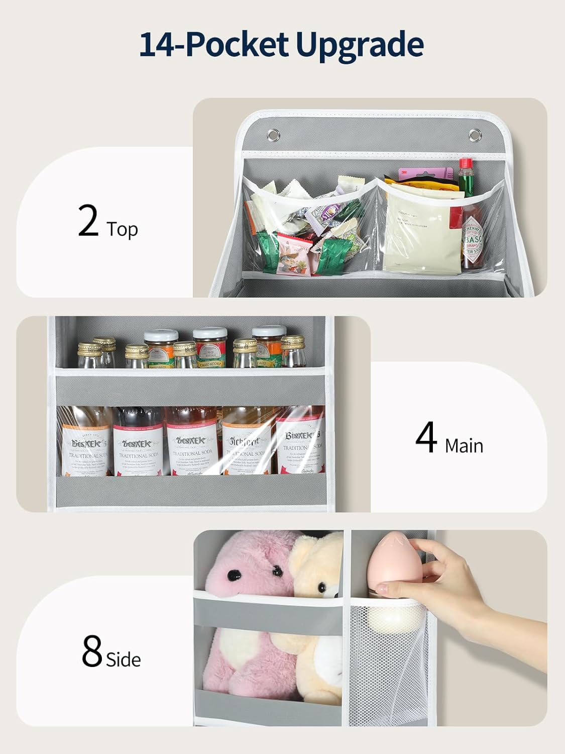 LAZYSPIN Over the Door Organizer, Stuffed Animal Storage with Clear PVC Windows