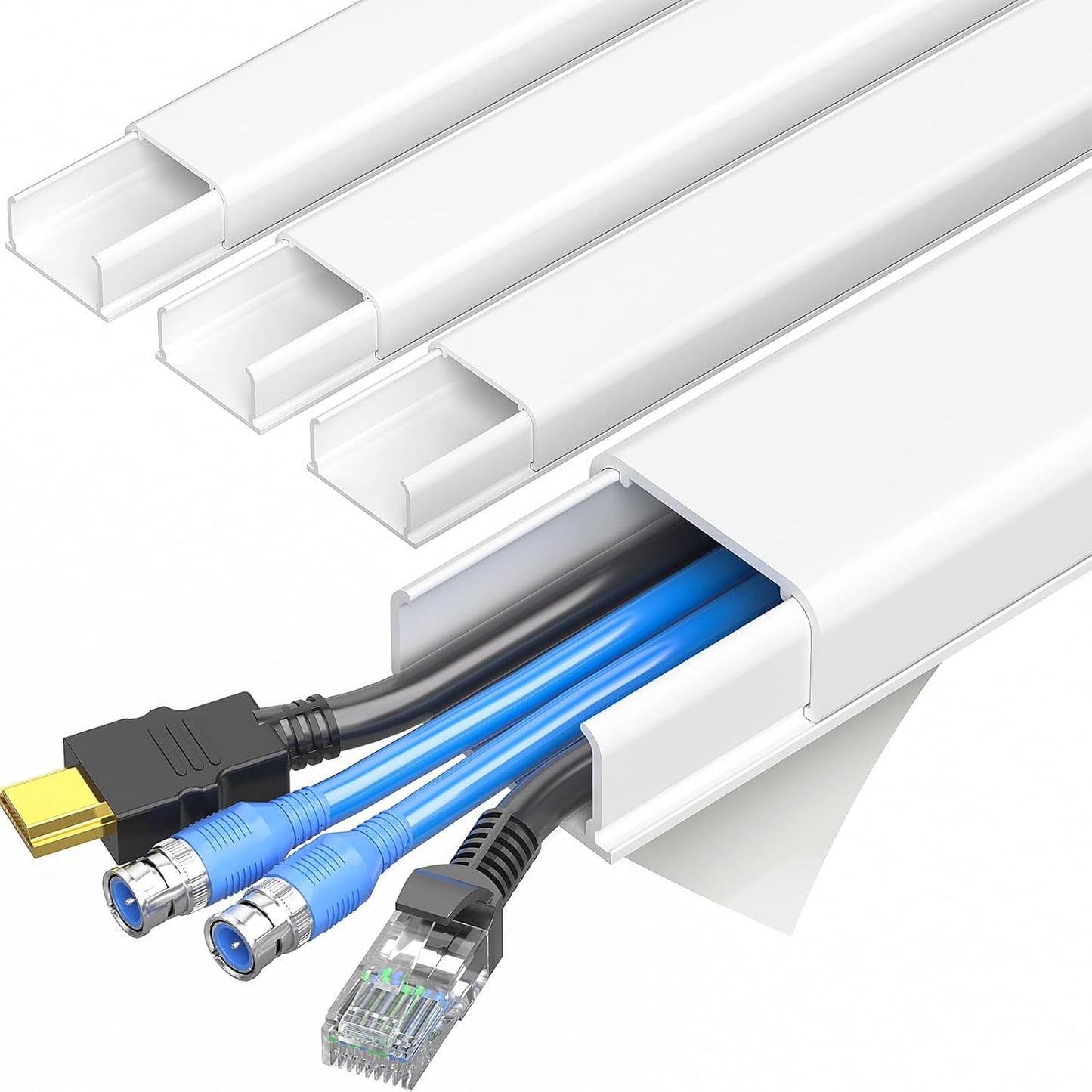 LazySpin Cord Covers for 3-4 Wires on Wall, 56.7in Cord Hider