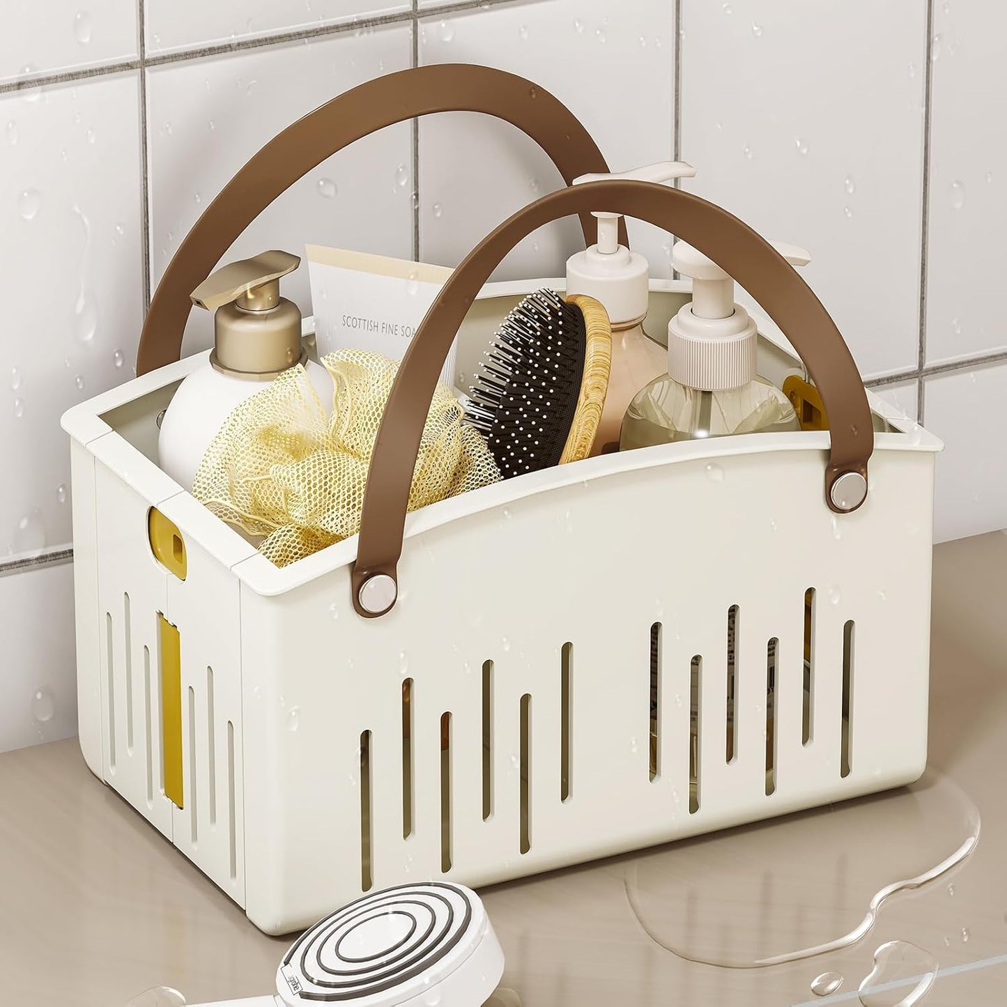 LazySpin Portable Shower Basket Caddy with Double Handle Bathroom Tote