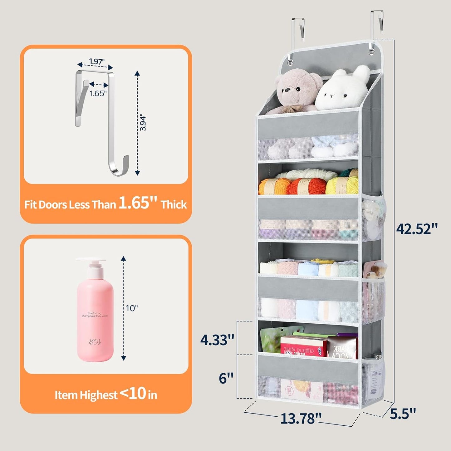 LazySpin 1 Pack Over The Door Organizer