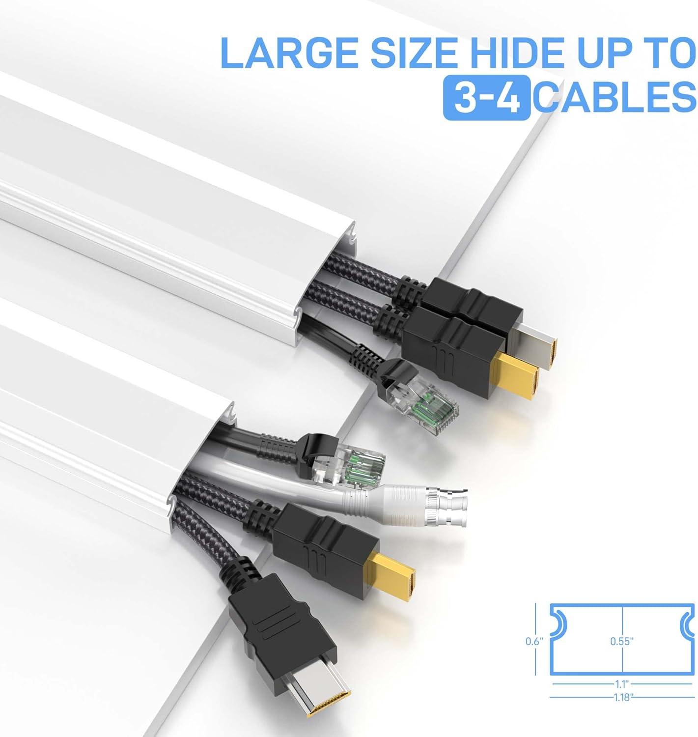 LazySpin Large TV Cord Hider Wall, 85in Cord Covers for 3-4 Wires on Wall