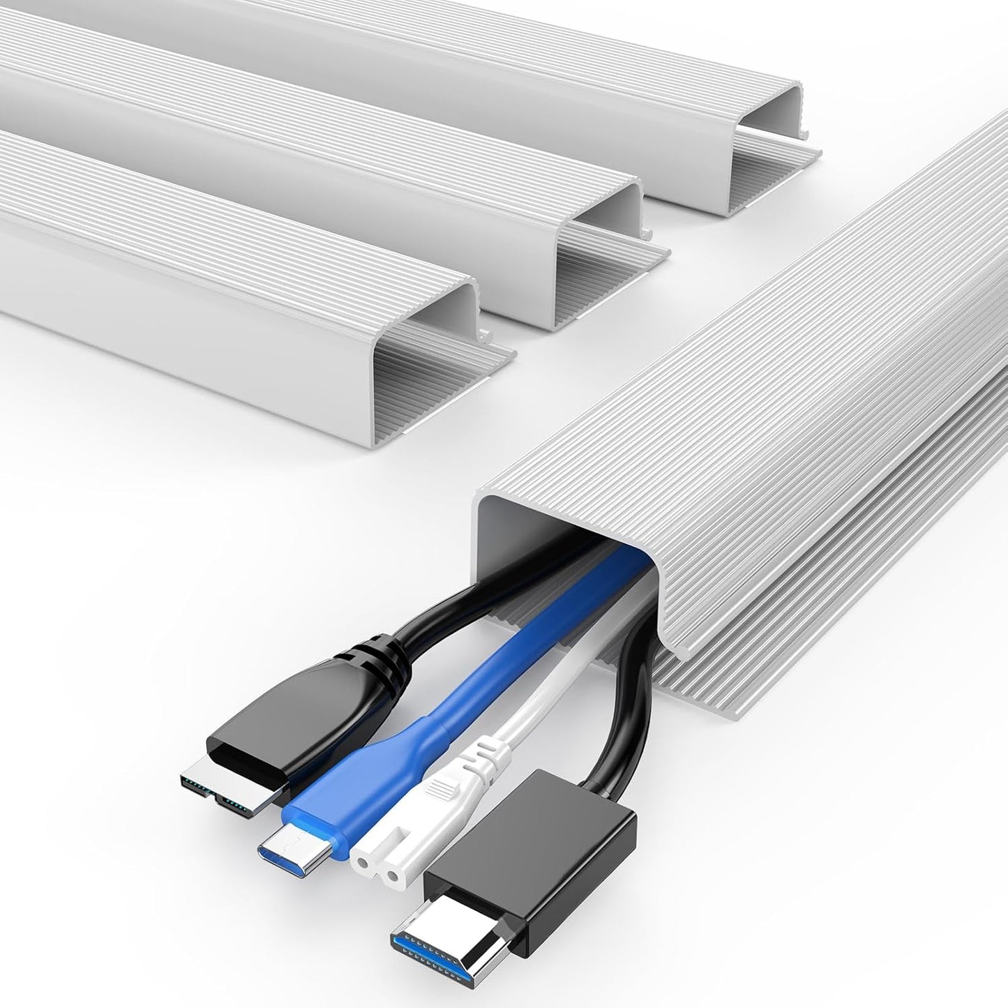 LazySpin Cable Management , Under Desk Cord Hider Organizer, Self-Adhesive Raceways for Desk