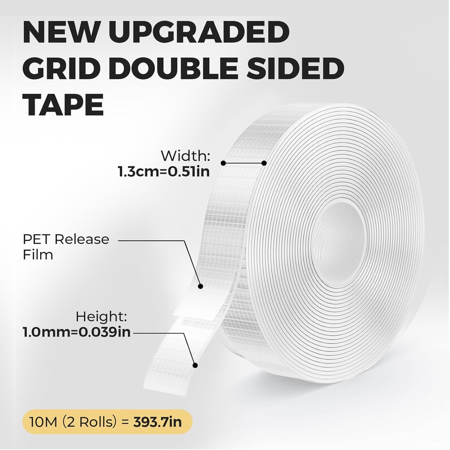 LazySpin Double-Sided Tape Heavy Duty, 32.8ft Mesh-textured Mounting Nano Tape