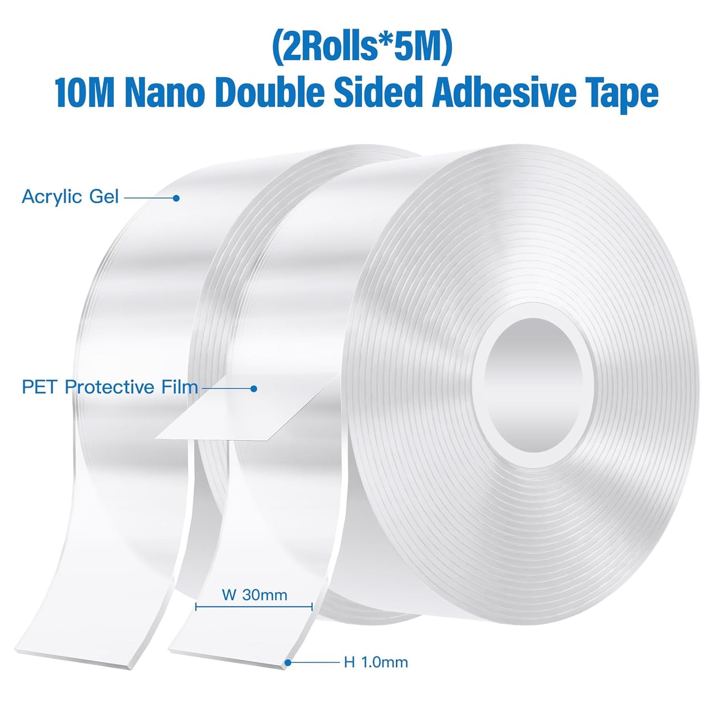 Delamu 32.8ft Double Sided Tape Heavy Duty, 2 Sided Mounting Nano Tape