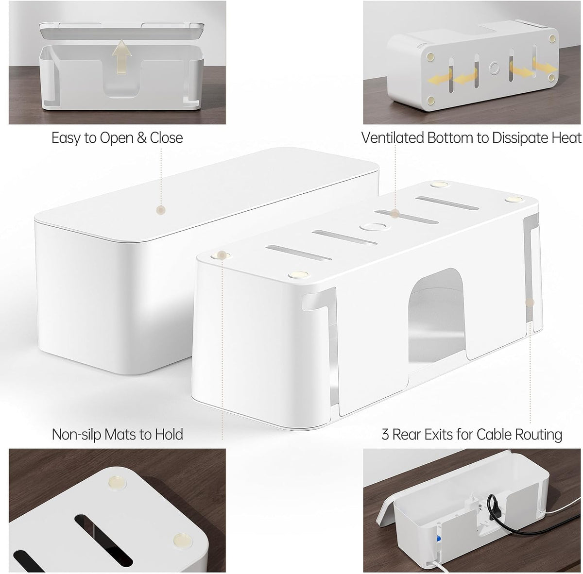 LazySpin Cable Wire Organizers, 2 Pack Cable Management Box