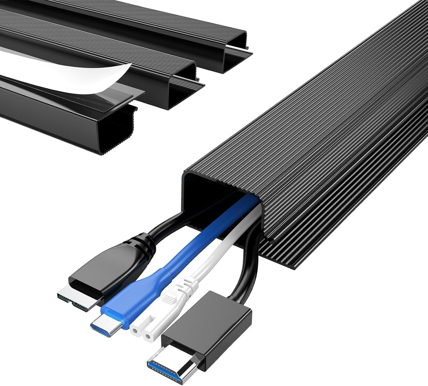 LazySpin Cable Management , Under Desk Cord Hider Organizer, Self-Adhesive Raceways for Desk