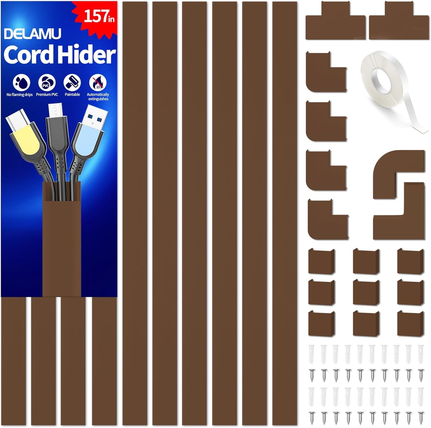 LazySpin Cord Hider, 157in Wire Covers for Cords on Wall
