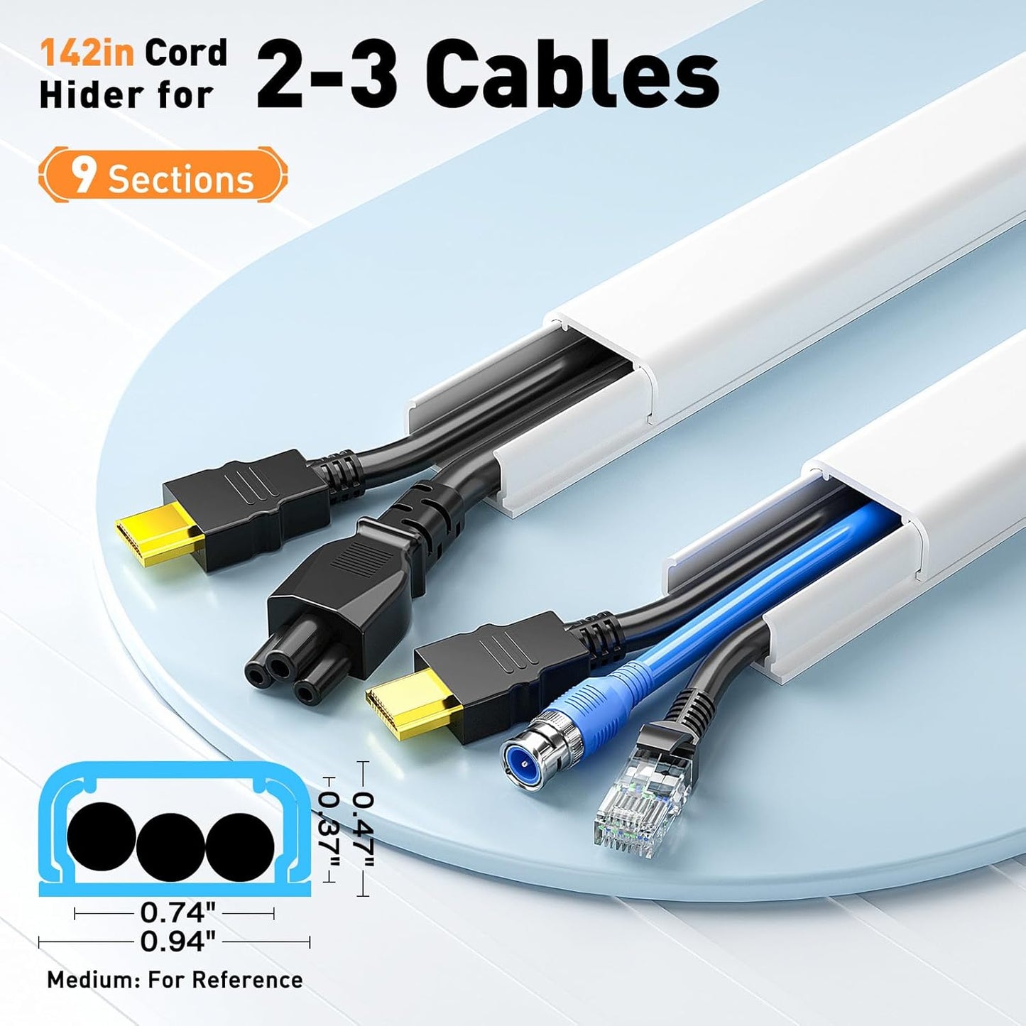LazySpin TV Cord Hider, 141.7in Cable Cord Covers for Wires on Wall